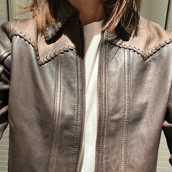 Abercrombie x Kemo Sabe Brown Leather Jacket XS – NWT - Picture 5 of 5